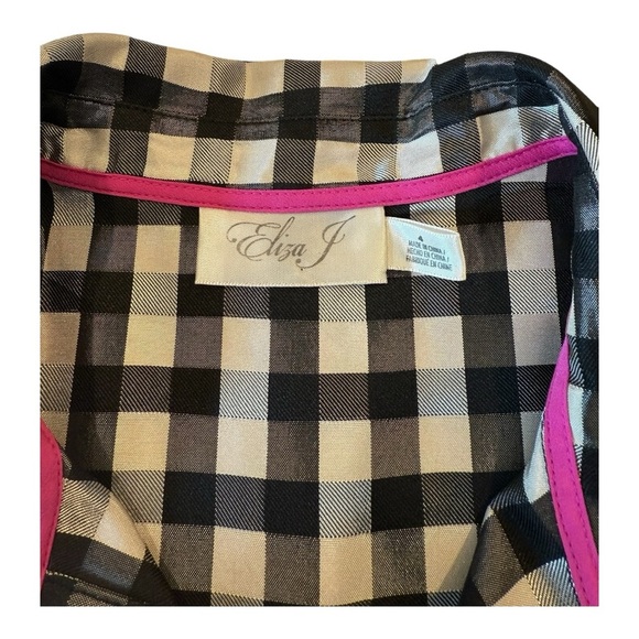 Eliza J Gingham Checkered Hot Pink Sash Button Down Sleeveless Dress NWOT 4 - Picture 15 of 16